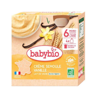 BABYBIO CREME SEMOULE VANILLE 6MOIS+ (4*85g)