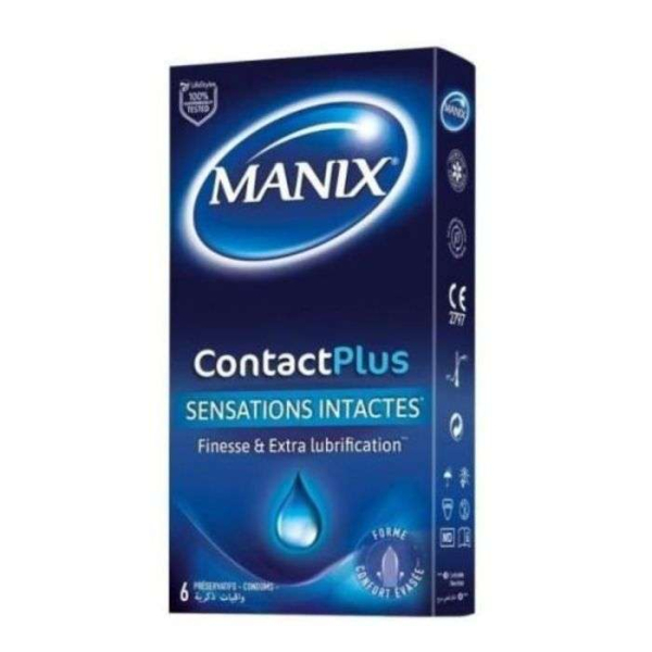 MANIX CONTACT PLUS FINES ET EXTRA LUBRIFIE 6 PRESERVATIFS