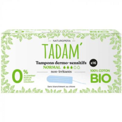 TADAM TAMPONS DERMO SENSITIFS NORMAL COTON BIO X16