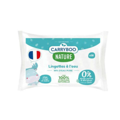 CARRYBOO NATURE LINGETTES A L'EAU 58 UNITES