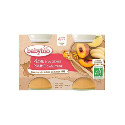 BABYBIO PECHE D'OCCITANIE POMME DE NOUVELLE AQUITAINE 2X130G