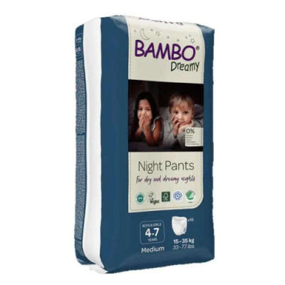 BAMBO DREAMY NIGHT PANTS FILLES ET GARCONS MEDIUM 4-7 ANS 15-35 KG 10 unites