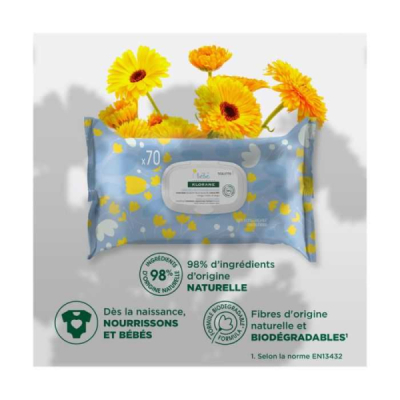 KLORANE BEBE LINGETTES NETTOYANTES POUR LE CHANGE BOITE DE 70